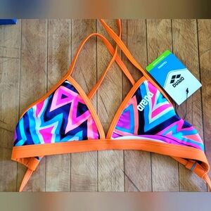 ARENA Multicolor Trianglee Tie Back Bikini Swim Top